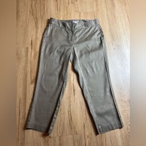 J. Jill Linen Blend Stretch Ankle Pants Olive Size 8
